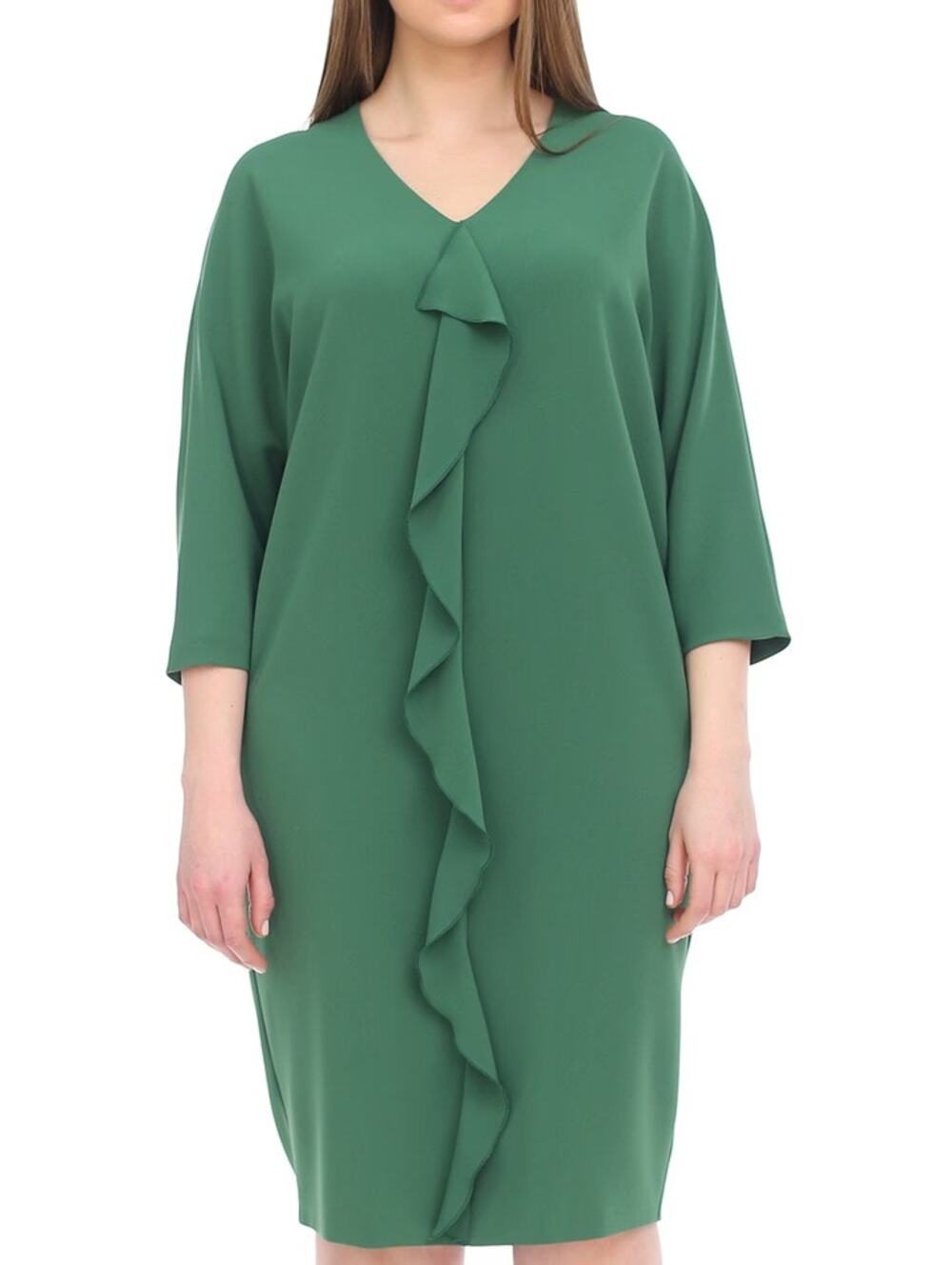 NWT Marina Rinaldi Emerald Green Ruffle Midi Dress US 20 Holiday Party Old Money